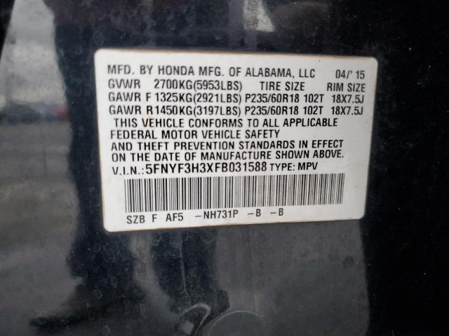 2015 HONDA PILOT SE 5FNYF3H3XFB031588