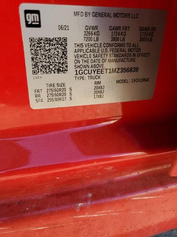 2021 CHEVROLET SILVERADO - 1GCUYEET1MZ356839