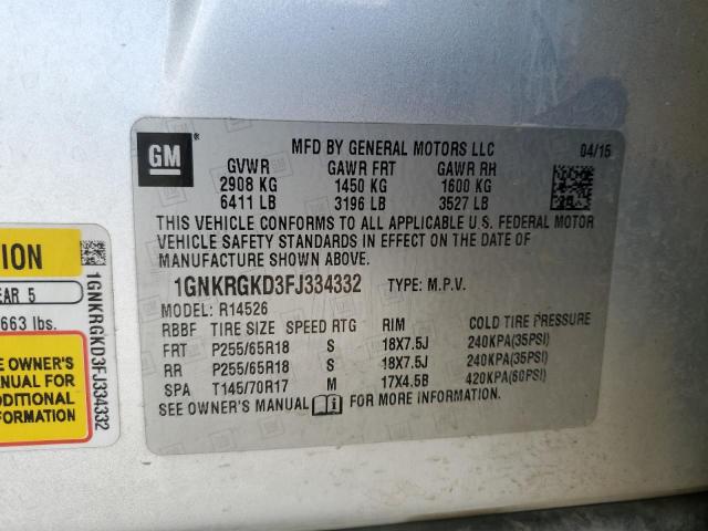 2015 CHEVROLET TRAVERSE L 1GNKRGKD3FJ334332