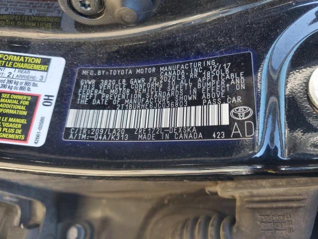 2018 TOYOTA COROLLA L - 2T1BURHE6JC036803