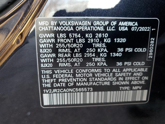 2022 VOLKSWAGEN ATLAS SE 1V2JR2CA0NC565573
