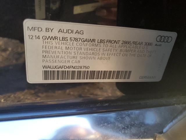 2015 AUDI A8 QUATTRO WAUJGAFD4FN028750