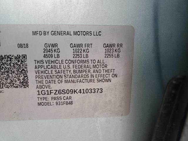 2019 CHEVROLET BOLT EV PR - 1G1FZ6S09K4103373