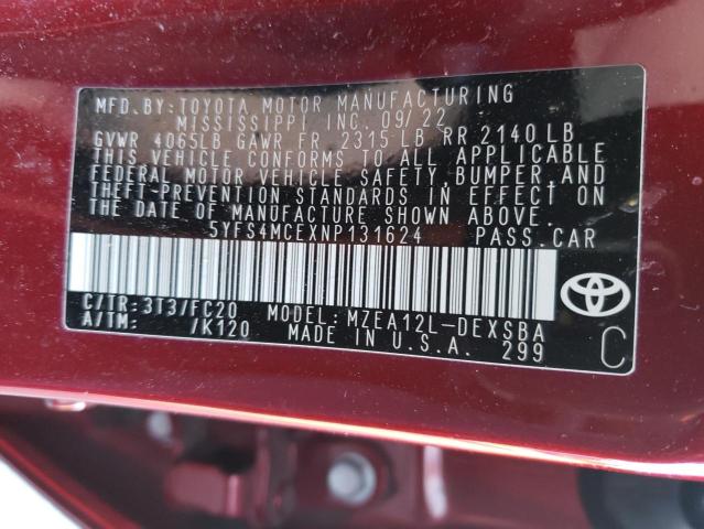 2022 TOYOTA COROLLA SE - 5YFS4MCEXNP131624