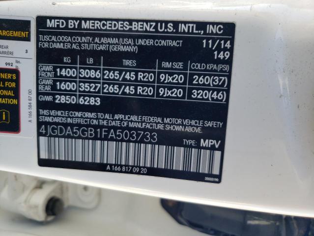 2015 MERCEDES-BENZ ML 400 4MA - 4JGDA5GB1FA503733