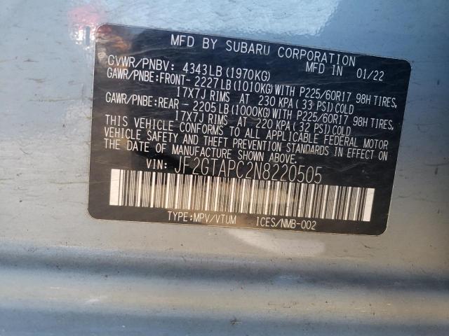 2022 SUBARU CROSSTREK - JF2GTAPC2N8220505