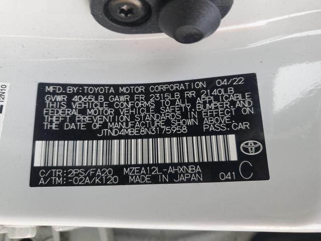 2022 TOYOTA COROLLA SE - JTND4MBE8N3175958