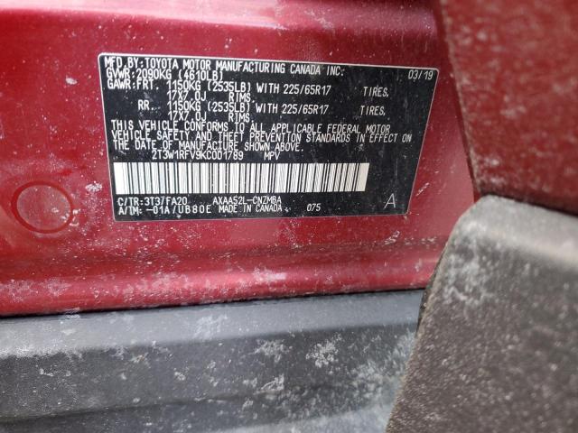 2019 TOYOTA RAV4 XLE - 2T3W1RFV9KC001789