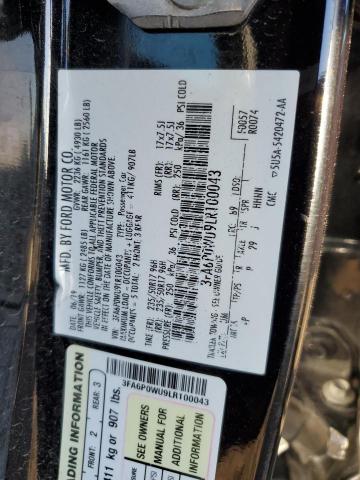 2020 FORD FUSION SPE 3FA6P0WU9LR100043