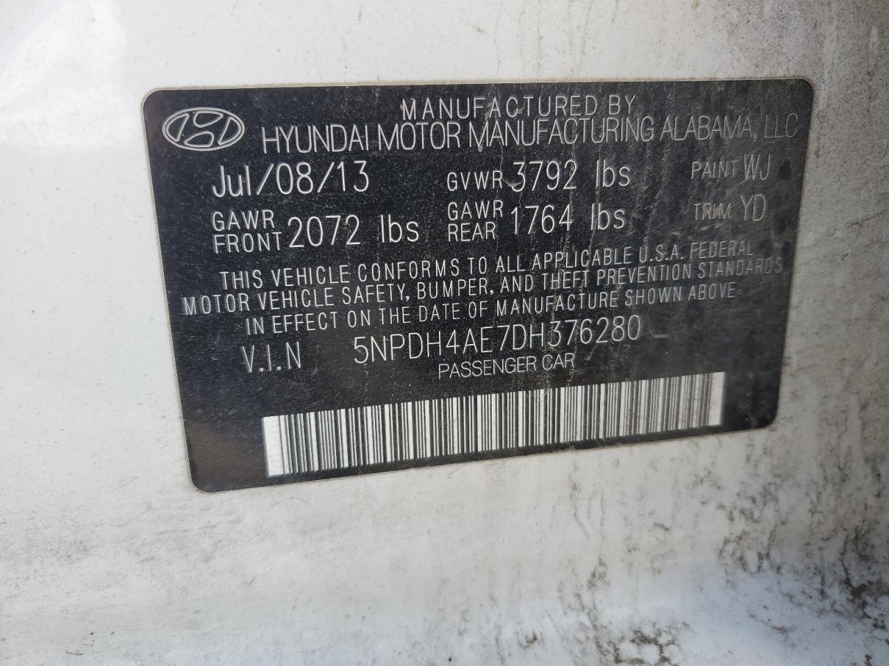 Lot #3052408596 2013 HYUNDAI ELANTRA GL