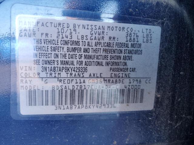 2019 NISSAN SENTRA S - 3N1AB7AP8KY429336