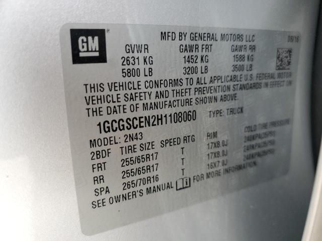 2017 CHEVROLET COLORADO L - 1GCGSCEN2H1108060