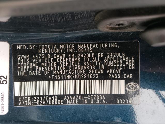 2019 TOYOTA CAMRY L - 4T1B11HK7KU291623