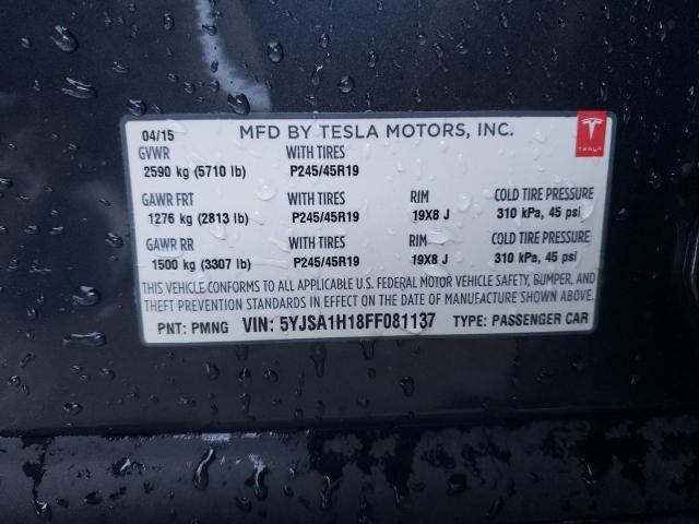 2015 TESLA MODEL S 85 5YJSA1H18FF081137