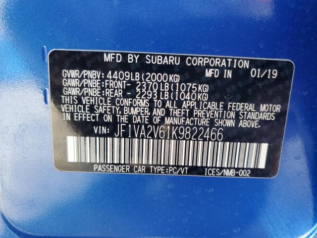 2019 SUBARU WRX STI LI JF1VA2V61K9822466