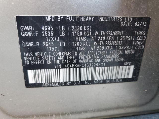 2016 SUBARU OUTBACK 2. 4S4BSAFC4G3229831