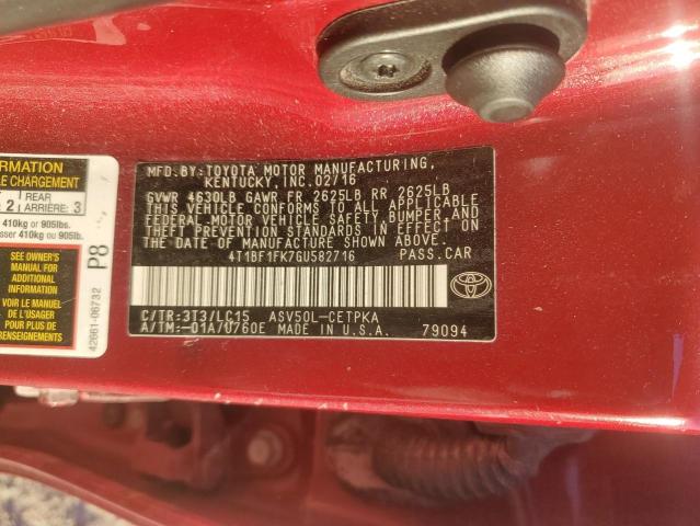 2016 TOYOTA CAMRY LE - 4T1BF1FK7GU582716