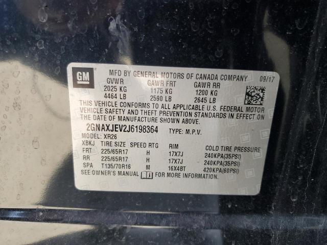 2018 CHEVROLET EQUINOX LT 2GNAXJEV2J6198364