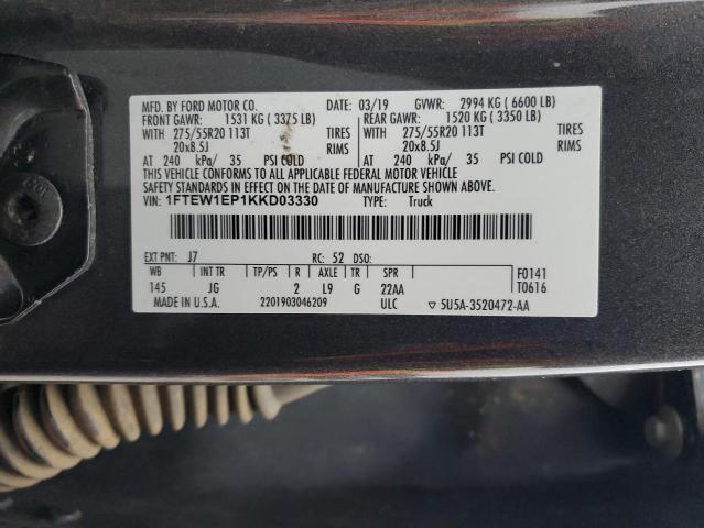 2019 FORD F150 SUPER - 1FTEW1EP1KKD03330