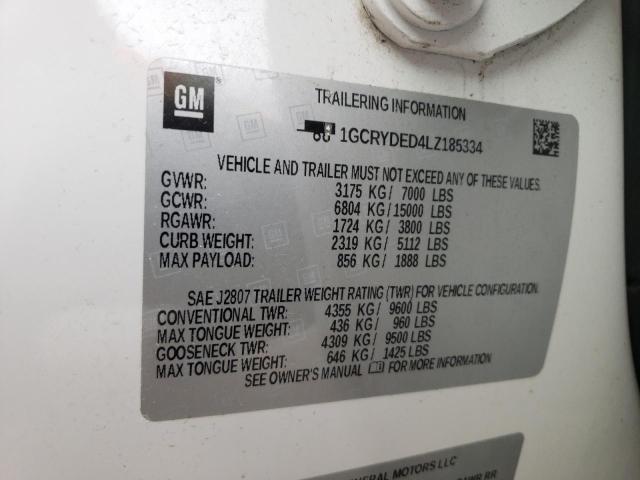 2020 CHEVROLET SILVERADO 1GCRYDED4LZ185334