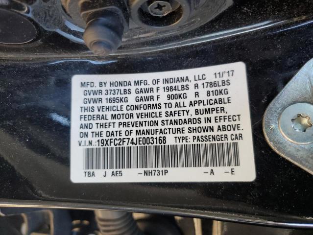 2018 HONDA CIVIC EX 19XFC2F74JE003168