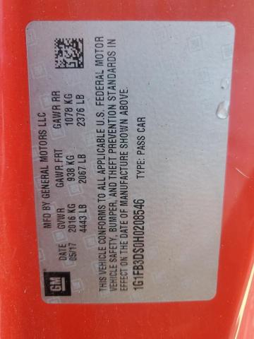 2017 CHEVROLET CAMARO LT - 1G1FB3DS0H0208546