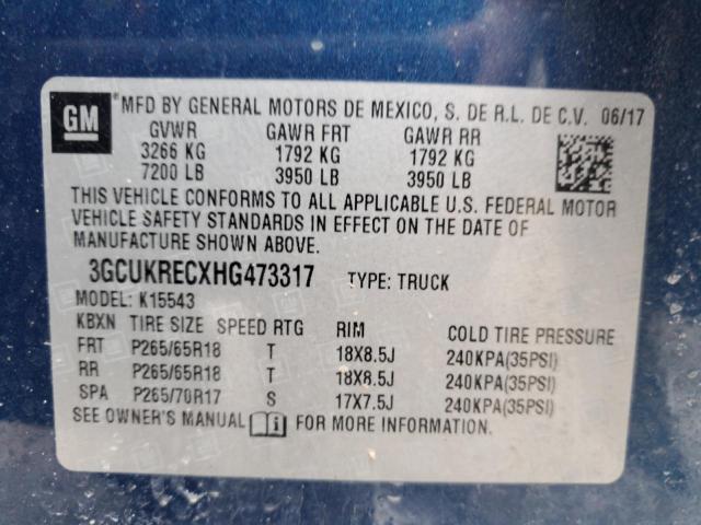 2017 CHEVROLET SILVERADO - 3GCUKRECXHG473317