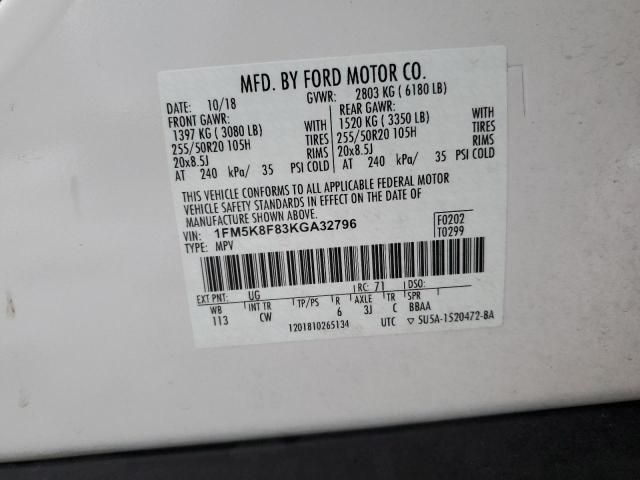 2019 FORD EXPLORER L - 1FM5K8F83KGA32796