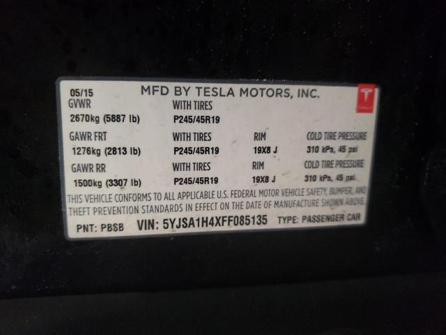 2015 TESLA MODEL S P8 5YJSA1H4XFF085135