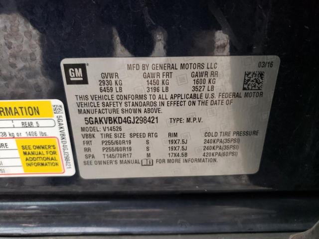 2016 BUICK ENCLAVE 5GAKVBKD4GJ298421