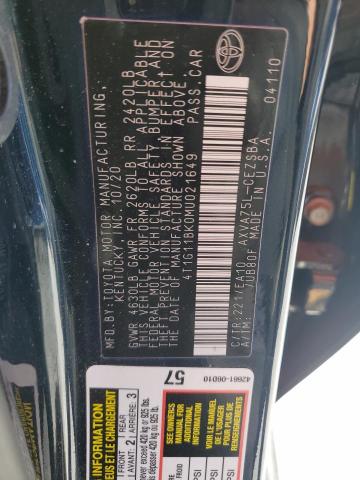 2021 TOYOTA CAMRY SE - 4T1G11BK0MU021649