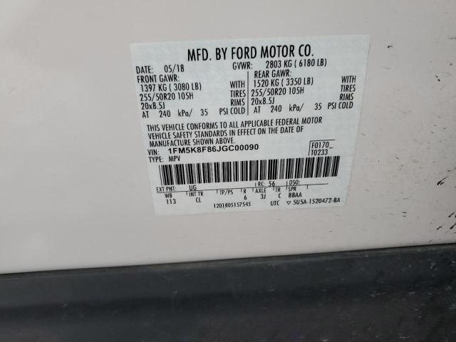 2018 FORD EXPLORER L - 1FM5K8F86JGC00090