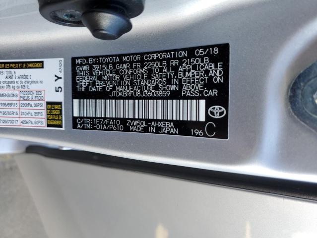 2018 TOYOTA PRIUS JTDKBRFU8J3603859