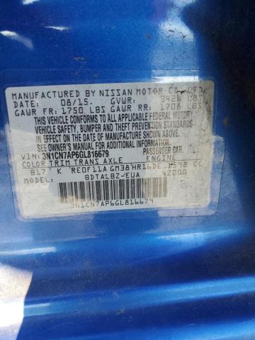 2016 NISSAN VERSA S - 3N1CN7AP6GL816679