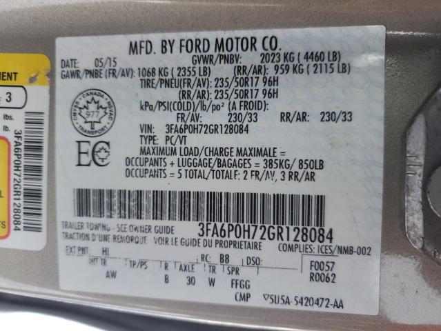 2016 FORD FUSION SE 3FA6P0H72GR128084