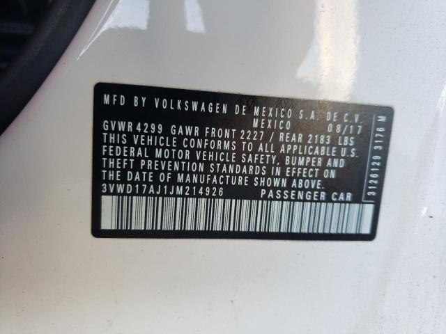 2018 VOLKSWAGEN JETTA SPOR 3VWD17AJ1JM214926