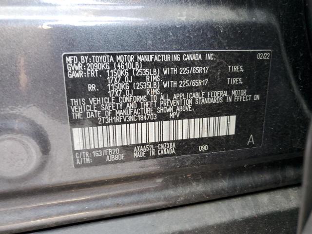 2022 TOYOTA RAV4 LE - 2T3H1RFV3NC184703