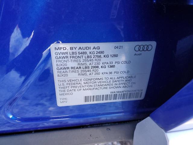 2021 AUDI Q5 SPORTBA WA16AAFY0M2087526