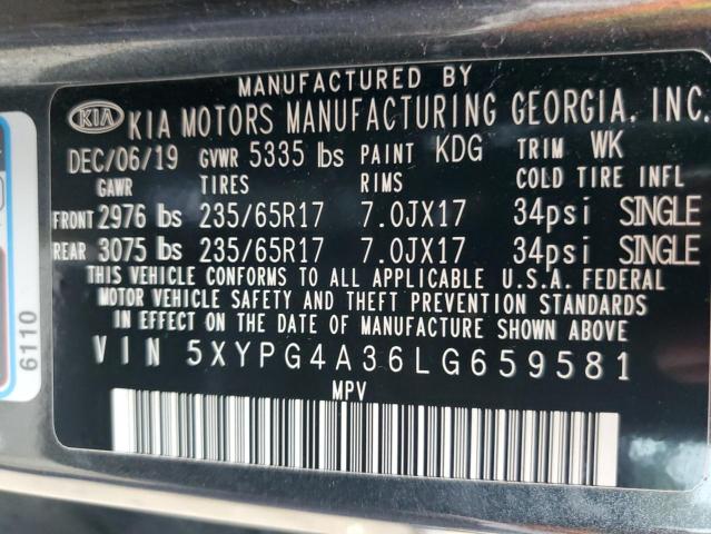 2020 KIA SORENTO L 5XYPG4A36LG659581