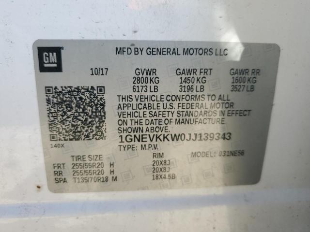 2018 CHEVROLET TRAVERSE H 1GNEVKKW0JJ139343