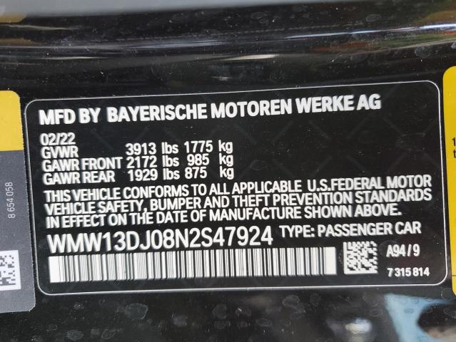 2022 MINI COOPER SE WMW13DJ08N2S47924