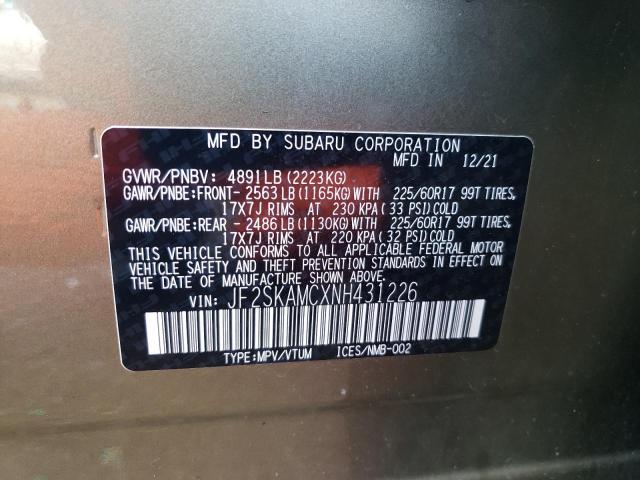 2022 SUBARU FORESTER W JF2SKAMCXNH431226