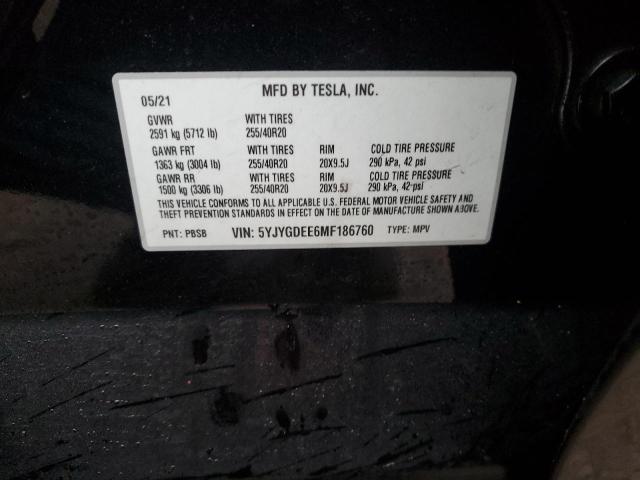 2021 TESLA MODEL Y - 5YJYGDEE6MF186760