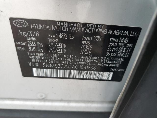 2019 HYUNDAI SANTA FE S 5NMS2CAD7KH031836