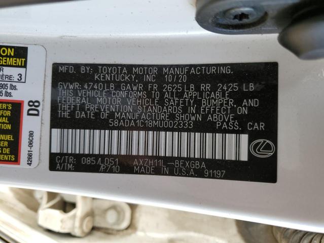 2021 LEXUS ES 300H 58ADA1C18MU002333