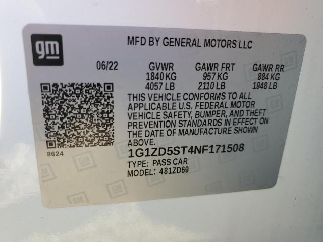2022 CHEVROLET MALIBU LT 1G1ZD5ST4NF171508