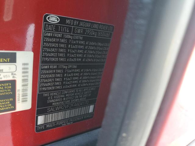 2015 LAND ROVER RANGE ROVE - SALWR2VF2FA604170