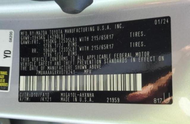2024 TOYOTA COROLLA CR - 7MUAAAAGXRV078241