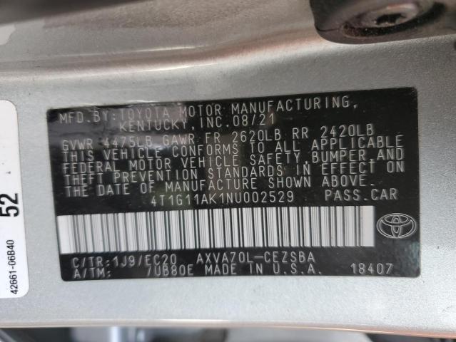 2022 TOYOTA CAMRY SE 4T1G11AK1NU002529