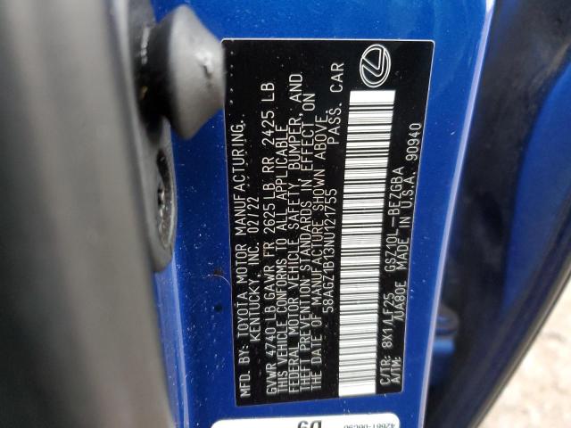 2022 LEXUS ES 350 BAS 58AGZ1B13NU121755